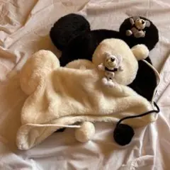 な*が様 ミッキーマウス耳付き帽子（白黒）