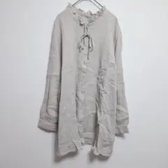 【シーズンリーズンバイリンアンドレッド】フリル襟 オリーブ 長袖ワンピース LL