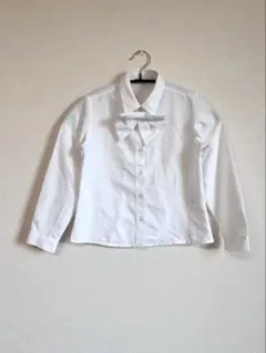 キッズ 白ブラウス リボン付き 長袖 発表会 卒園式 入学式 120cm