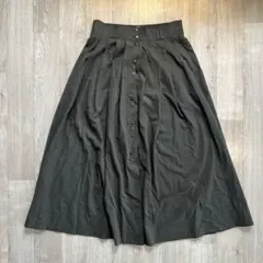 NARCO 古着 フレア ロングスカート カーキ ボタン装飾 タックプリーツ