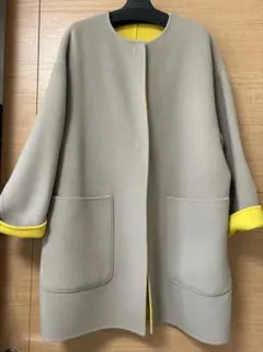 【値下げ中】ユナイテッドアローズ　バイカラーミドルリバーコート　ノーカラー　36