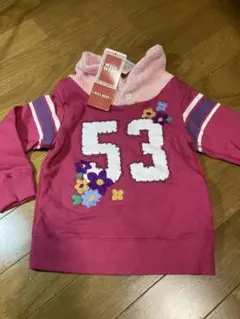 新品　WILLMERY 花刺繍付きフードトレーナー ピンク