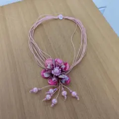 花モチーフ ピンク ネックレス