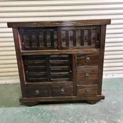 CK4★民芸家具★ 帳場箪笥 車箪笥 タンス 飾り棚 小物入 アンティーク