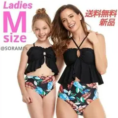 水着 レディース♡タンキニ セパレート 首紐 M♡黒 女の子 可愛い 体系カバー
