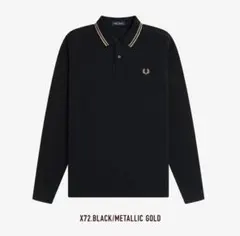 Fred Perry 長袖 ポロシャツ M3636 ブラック ゴールド 黒 L