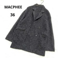 美品★マカフィー ヘリンボーン ダブルブレスト ジャケット グレー ツイード