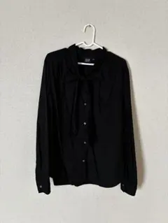 GAP ボウタイブラウス 長袖 ブラック