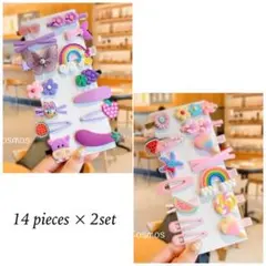 ヘアピン ヘアクリップ 髪飾り 女の子向け14点×2 プチプラ