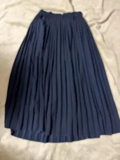 earth ネイビー プリーツスカート ゴムウエスト