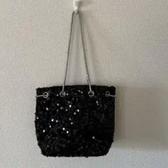スパンコール装飾 黒ミニバック