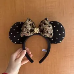 ミニーマウス風カチューシャ 黒と金