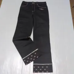130〜135★メゾピアノ★ハートポケット！裾リボン刺繍おしゃれパンツ★