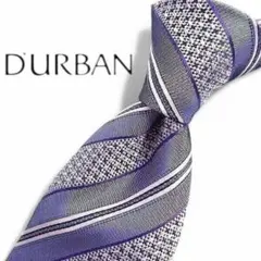 ダーバン 定1.4万 日本製 絹の艶 レジメンタル柄 シルク ネクタイ