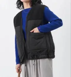 LADY LUCK LUCA ボア×キルティングベスト ルカ　ブラック　黒