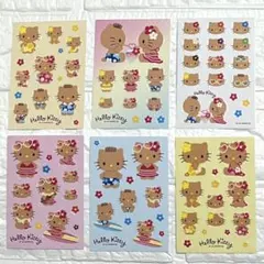 日焼けキティ　シール　6点　セリア　ダイソー　ハローキティ　サンリオ　コンプ