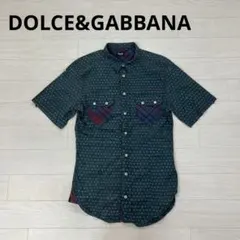 DOLCE&GABBANA 半袖シャツ 花柄 チェック柄 緑 グリーン S Mのサムネイル
