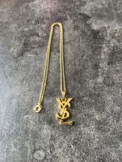 イブサンローラン　ロゴ　ネックレス　ヴィンテージ　YSL K18GF