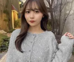 GRLシルバーラメ入り長袖カーディガン