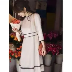 Apuweiser-riche 配色ラインワンピース 7分袖 サイズ1