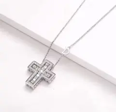【人気デザイン】クロスネックレス S925 シルバー キュービックジルコニア