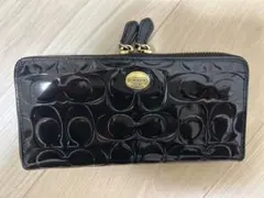 COACH コーチ　財布　エナメル　黒