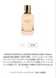 ZARA フィールズアットナイトフォールインテンス　100ml パルファムのサムネイル