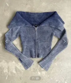 硫化染めオフショルダダブルジップニット