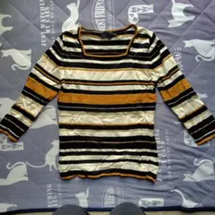 Mサイズ ボートネック ストライプニット