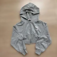 ピンクラテクロップドフードパーカー美品