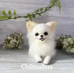 羊毛フェルト　にこにこチワワちゃん　ホワイト　no.15 羊毛フェルト チワワ - メルカリ