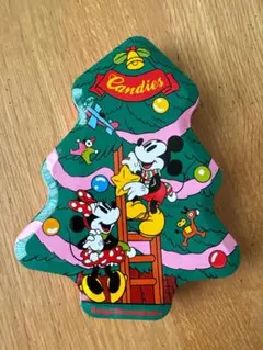 ディズニー◆クリスマスツリー型キャンディー缶ケース レトロ◆ミッキー＆ミニーのサムネイル