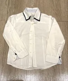 98 ホワイトボタンアップシャツ ネイビーアクセント