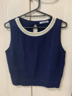 リップサービス パール チェーン付きノースリ ニットトップス タンクトップ