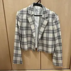 ZARA チェック柄 クロップドジャケット