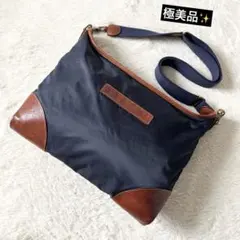 極美品✨フェリージ ナイロン×レザー 12-9 ショルダーバッグ ネイビーのサムネイル