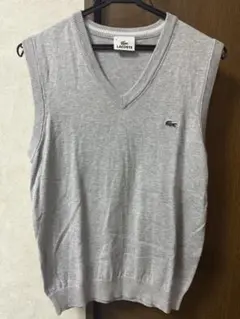 LACOSTE Vネック ニットベスト グレー サイズ3