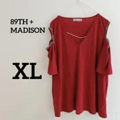 89TH + MADISON【XL】レッド オフショルダー Tシャツ　ビジュー