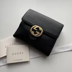 【美品】 400 GUCCI グッチ インターロッキング 2つ折り 財布