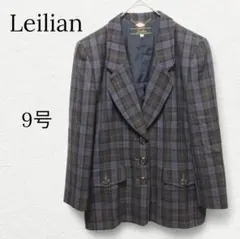 【Leilian】レリアン チェック柄 テーラードジャケット ウール 日本製