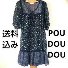 POU DOU DOU ネイビー 花柄 半袖チュニックのサムネイル