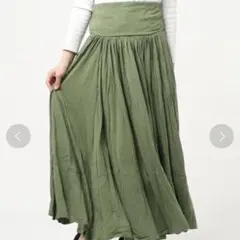 27500円 スリードッツ ジャージコレットマキシロングスカートカーキ Sサイズ