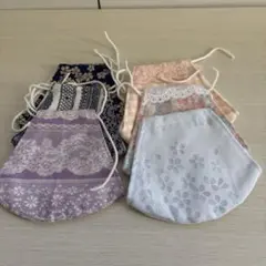 花柄レース付き布製マスク6枚セット