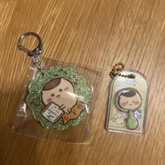 ちいかわラメアクリルキーホルダー　くりまんじゅう　ロリポップチョコチャーム付き