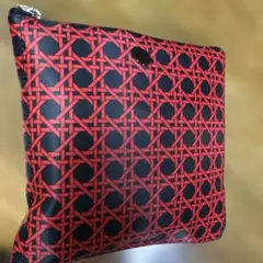 ジッパー付き赤黒トートバッグ　昭和レトロ