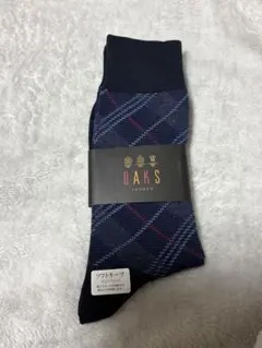 DAKS メンズ ソックス チェック柄 ネイビー