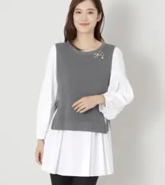 未使用級★TO BE CHIC ブラウスレイヤー ニットチュニック 38のサムネイル