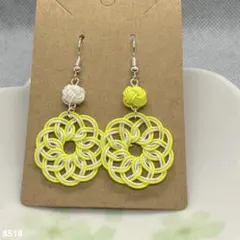 ハンドメイド【水引】ピアス　黄色×白