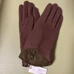 ウール混紡 ブラウン手袋 Mサイズ