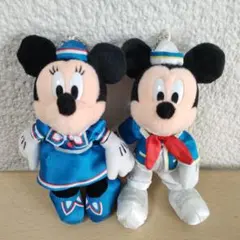ディズニー　ぬいぐるみバッジ　ミート&スマイル　ミッキー　ミニー　セット
